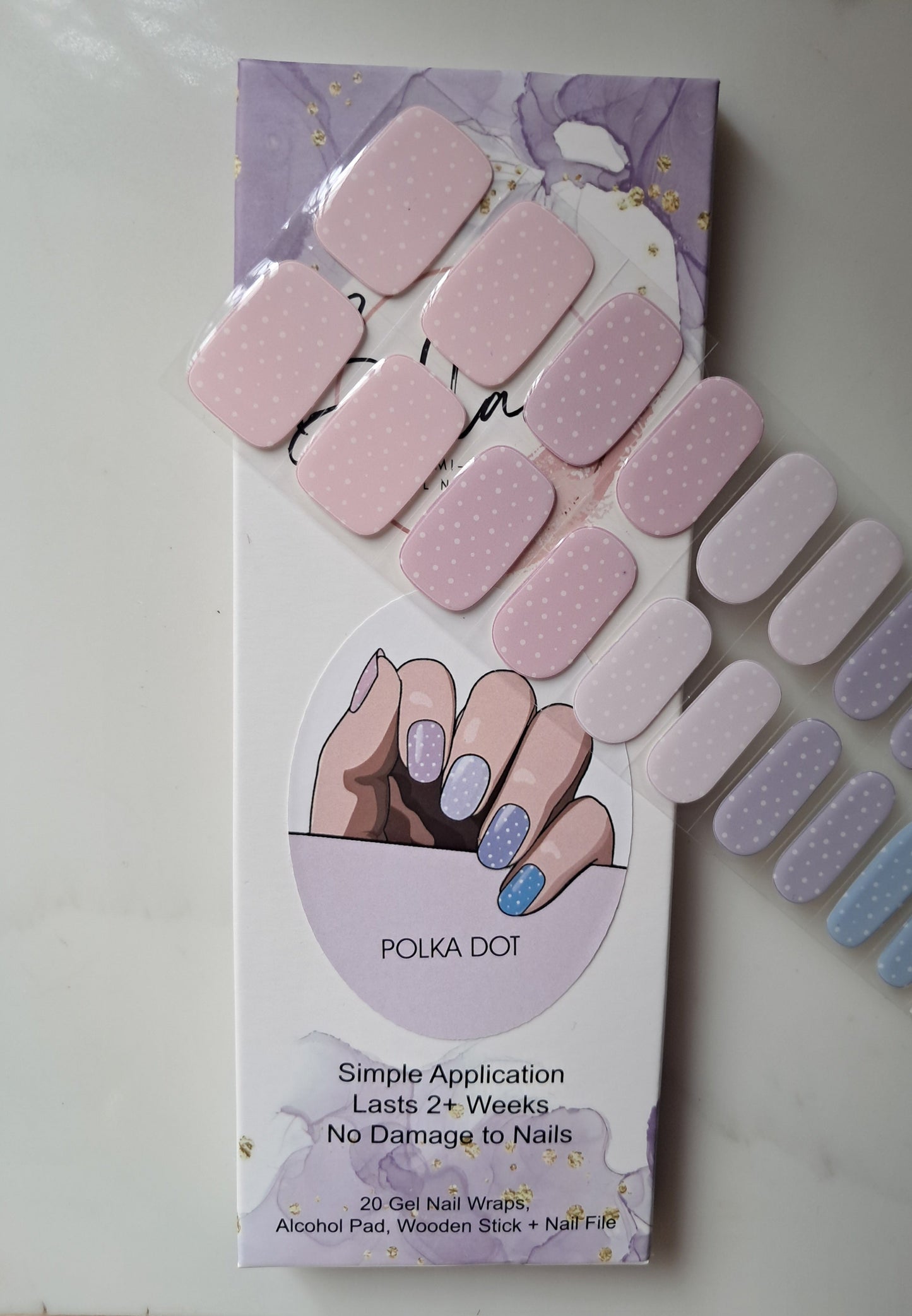Polka Dot Semi Cured Gel Nail Wraps Kit