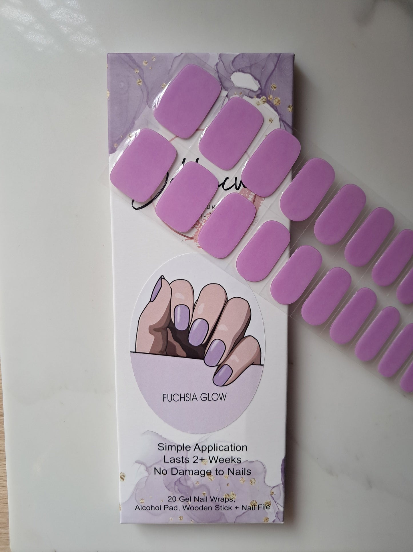 Fuscia Glow (glow in the dark) Semi Cured Gel Nail Wraps Kit