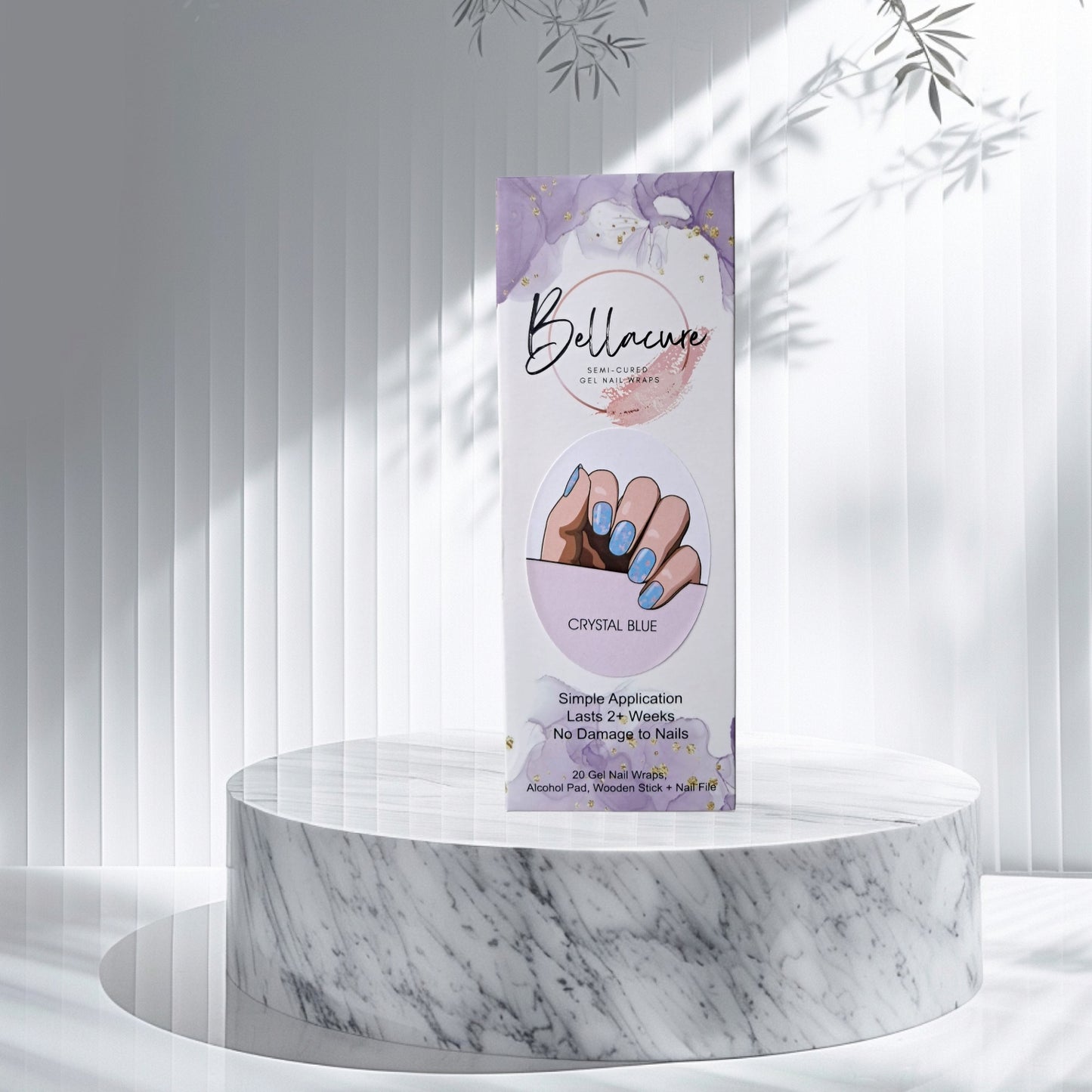 Crystal Blue Semi Cured Gel Nail Wraps Kit