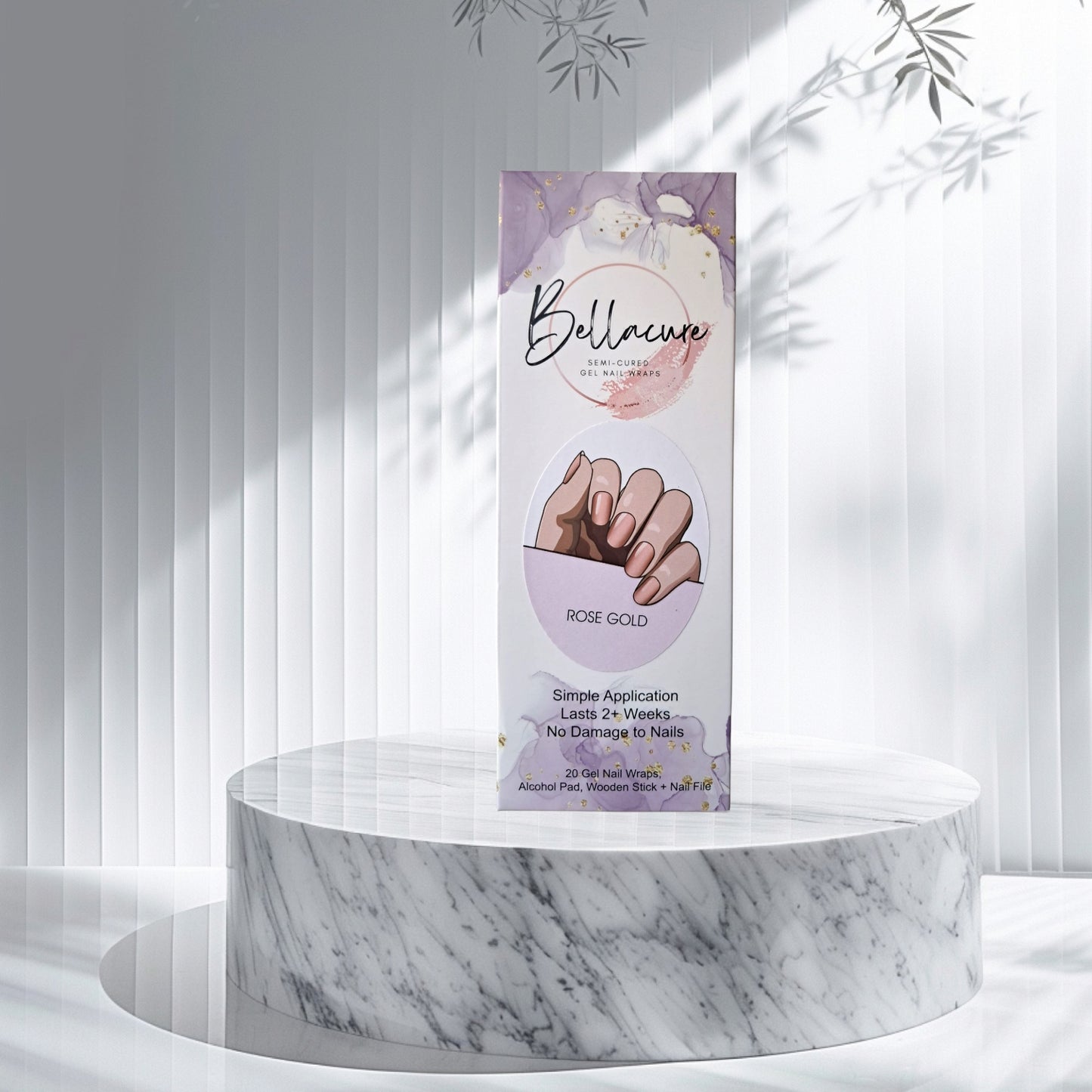 Rose Gold Semi Cured Gel Nail Wraps Kit