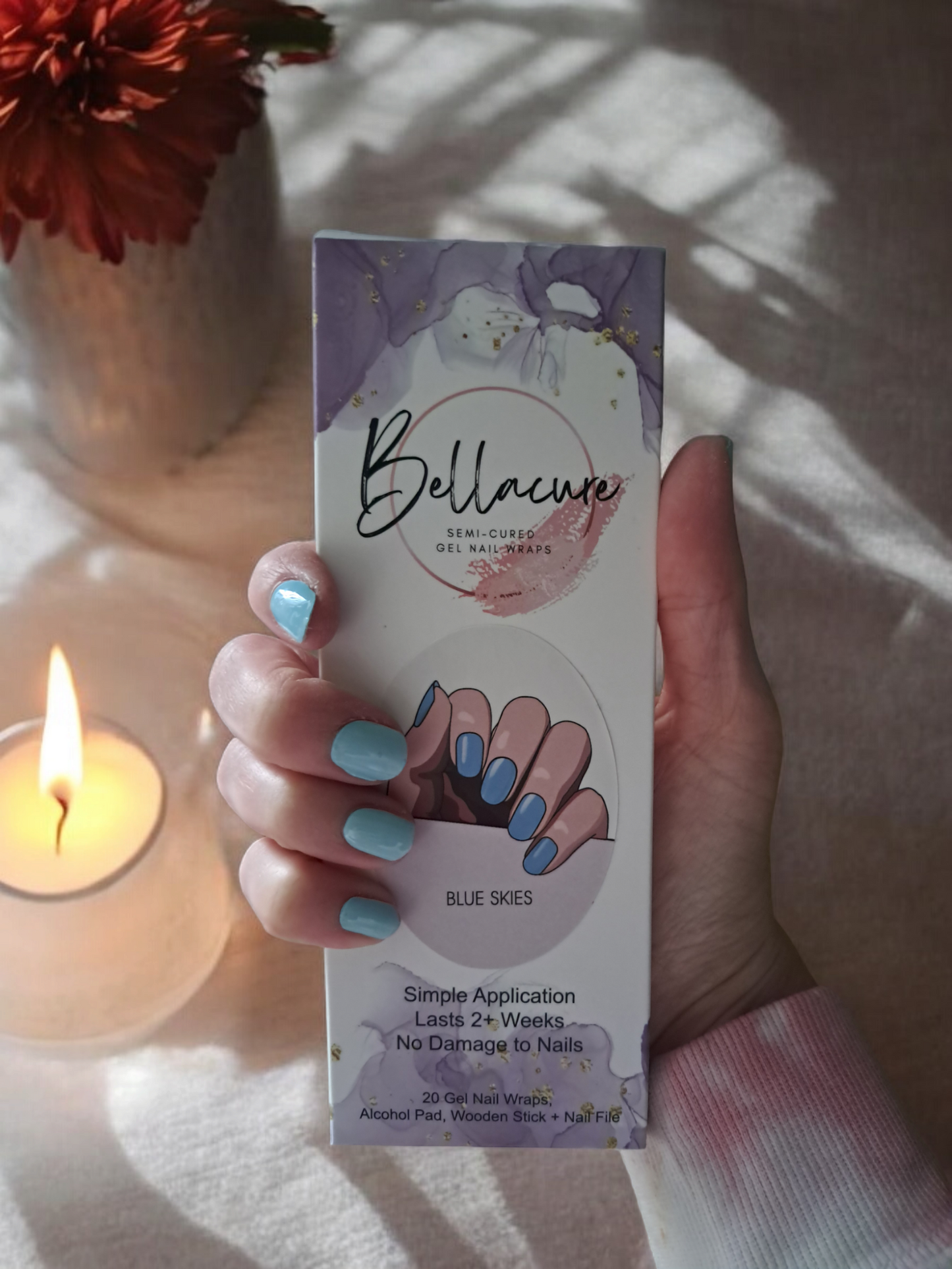Blue Skies Semi Cured Gel Nail Wraps Kit