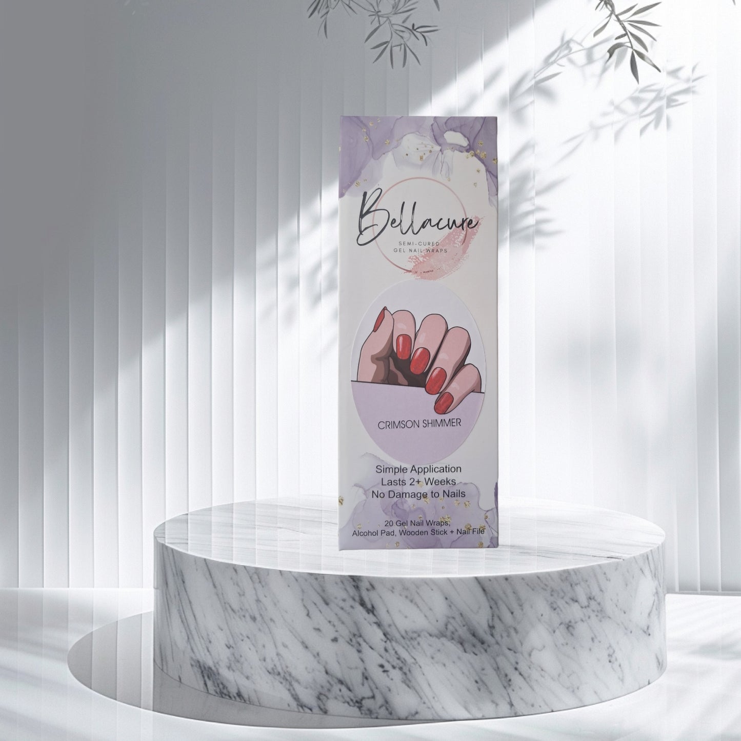 Crimson Shimmer Semi Cured Gel Nail Wraps Kit