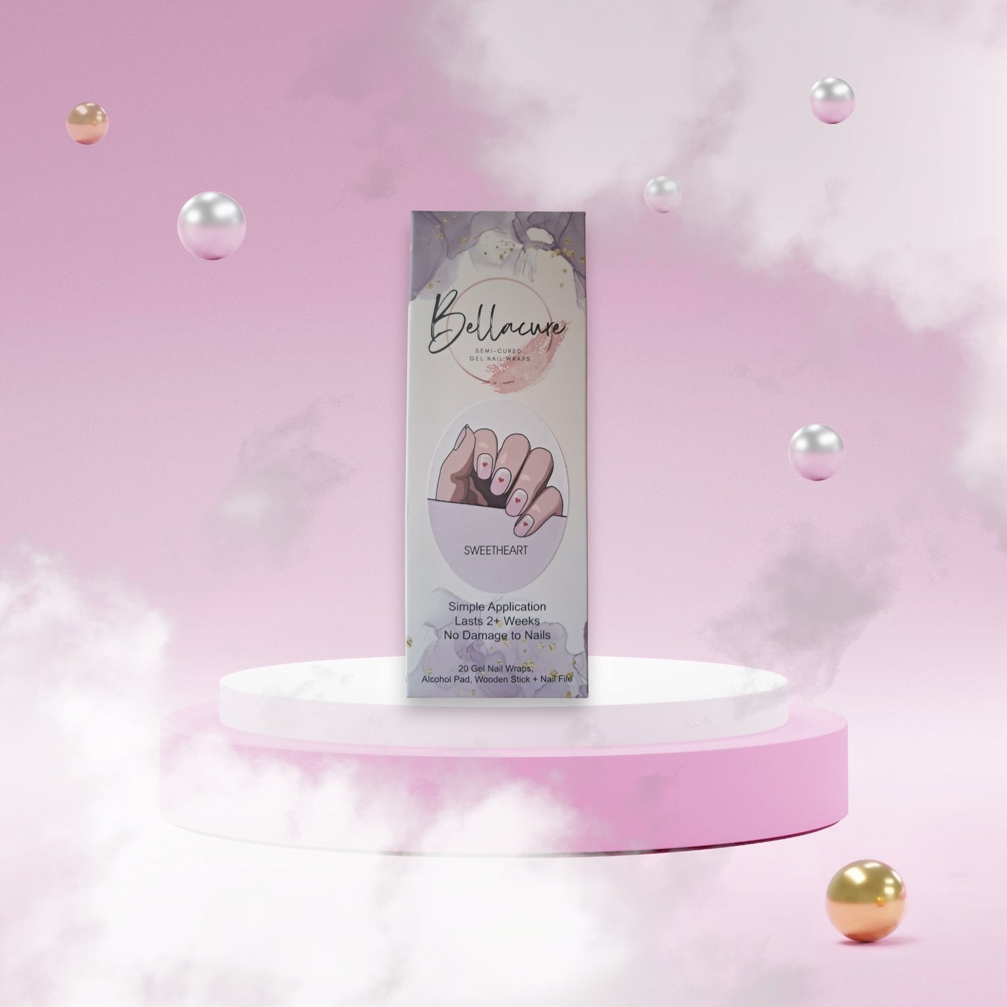 Sweetheart Semi Cured Gel Nail Wraps Kit