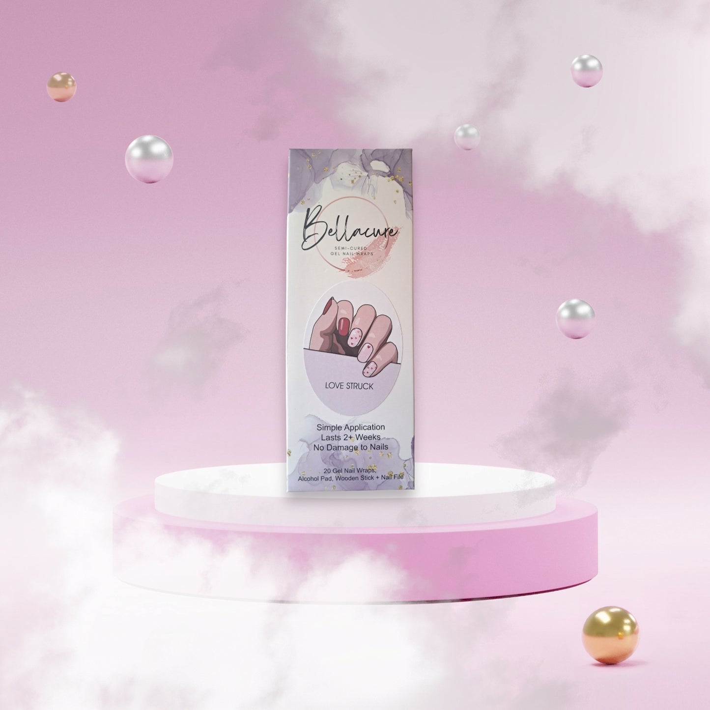 Love Struck Semi Cured Gel Nail Wraps Kit