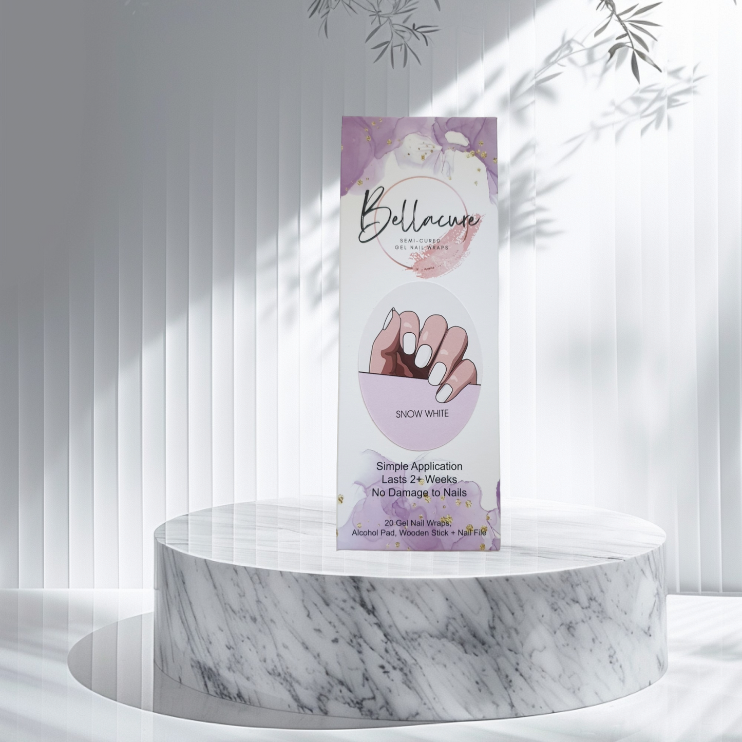 Snow White Semi Cured Gel Nail Wraps Kit