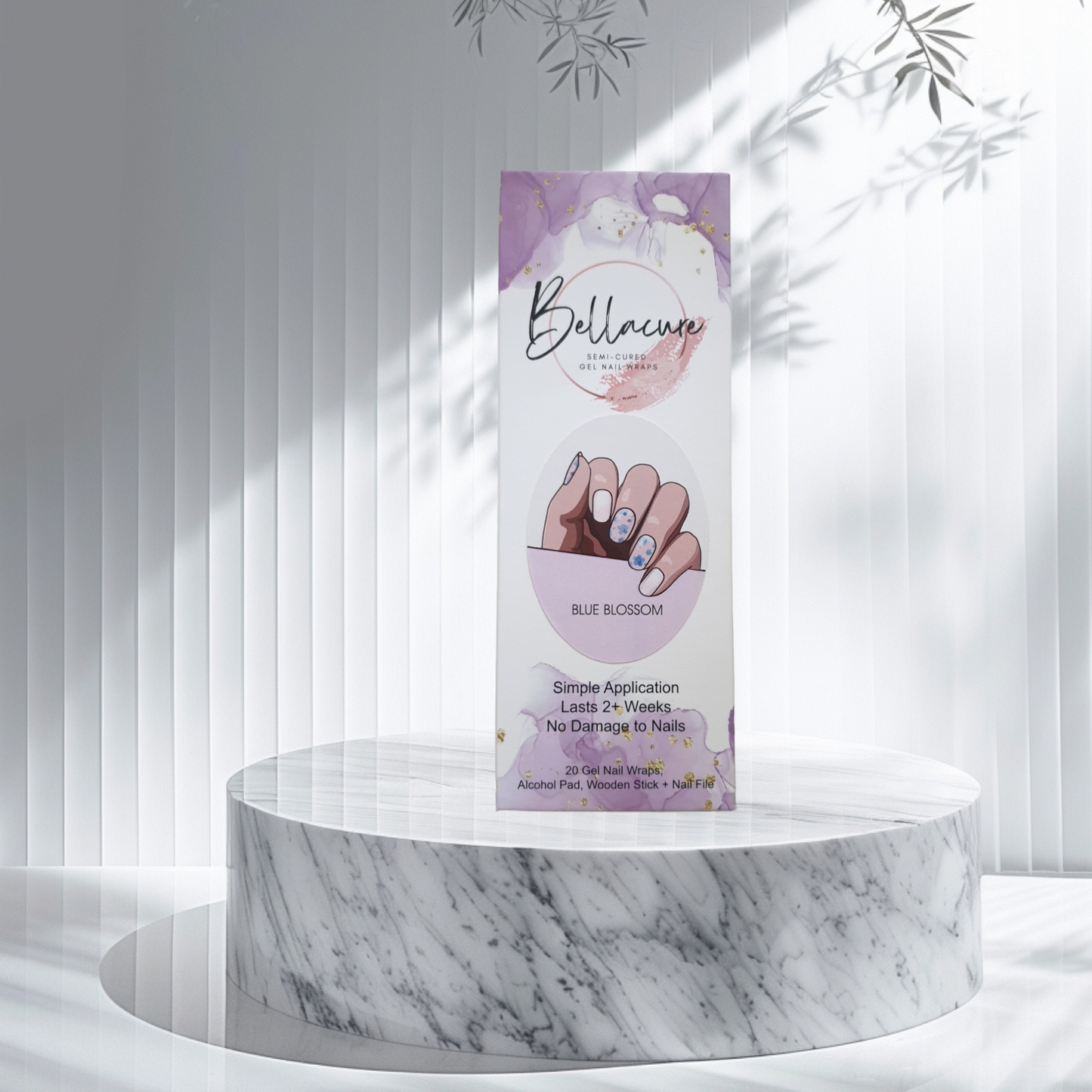 Blue Blossom Semi Cured Gel Nail Wraps Kit