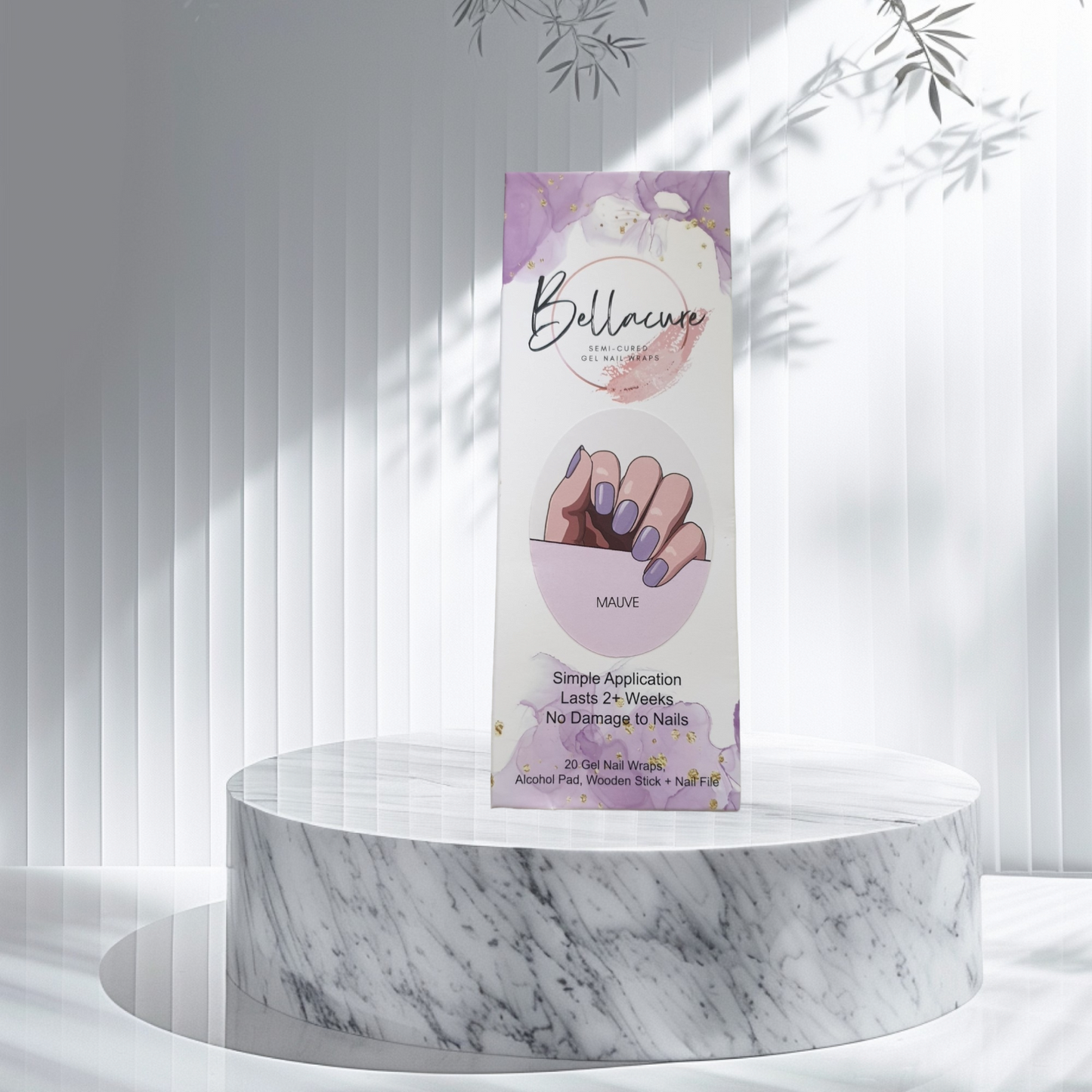 Mauve Semi Cured Gel Nail Wraps Kit