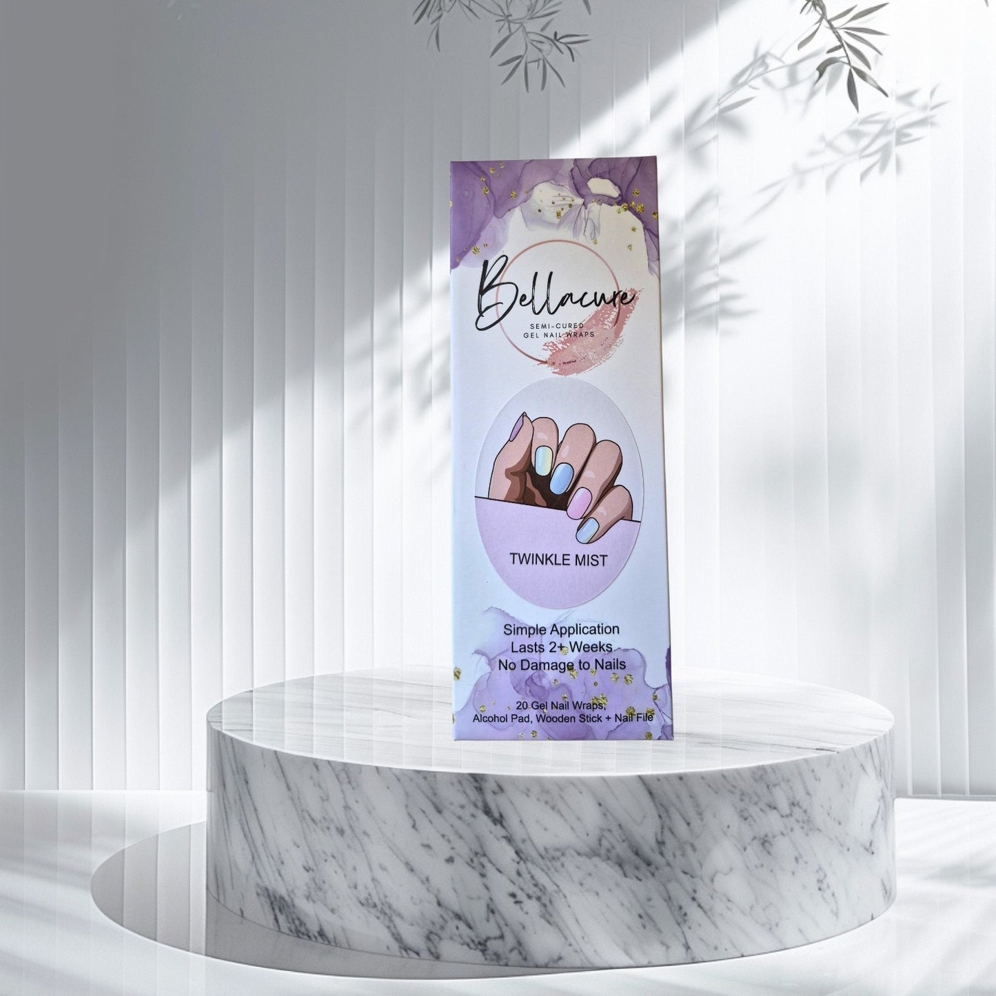 Twinkle Mist Semi Cured Gel Nail Wraps Kit
