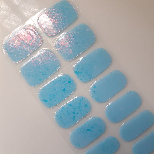 Crystal Blue Semi Cured Gel Nail Wraps Kit
