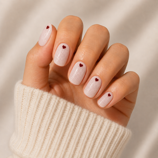 Shimmer Hearts Semi Cured Gel Nail Wraps Kit