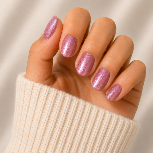 Pink Shimmer Semi Cured Gel Nail Wraps Kit