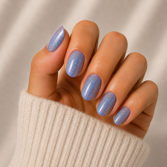 Blue Shimmer Semi Cured Gel Nail Wraps Kit