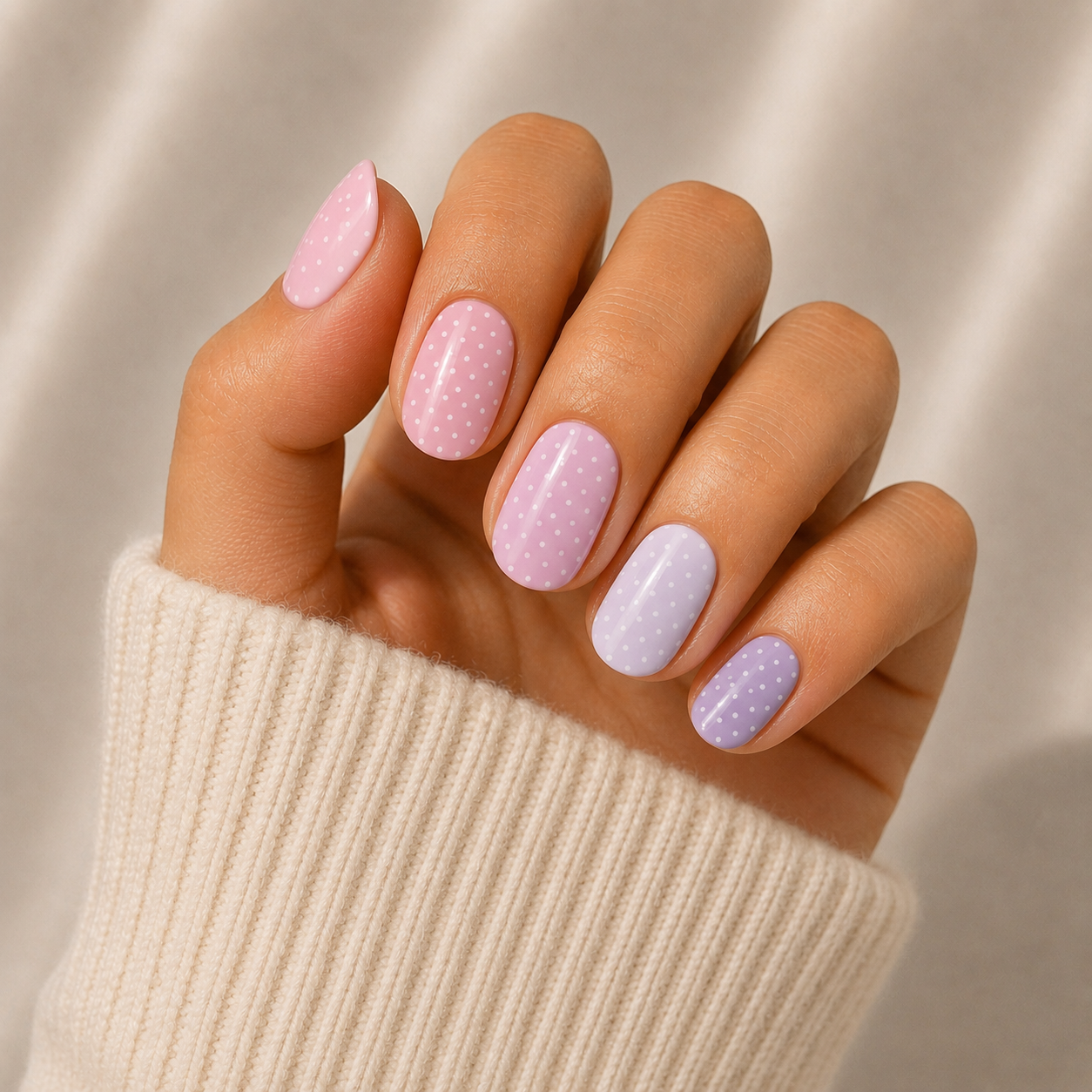 Polka Dot Semi Cured Gel Nail Wraps Kit